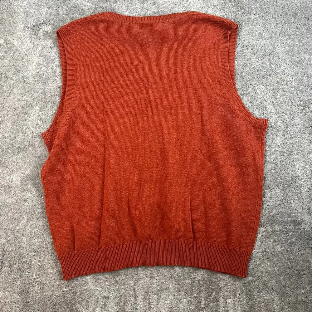 LL Bean Sweater Vest Mens‎ XXL 100% Cashmere Burnt Orange Classic Preppy
